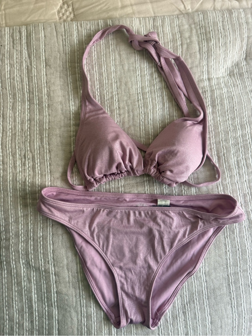 Hollister Lavender Tie-Halter Bikini Top and Bottom